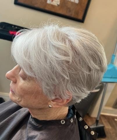 Silver pixie cut